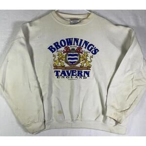 VTG Brownings Tavern Sweatshirt Mens XL Beer Lager Thrashed Crewneck 90s 1992